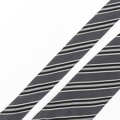 Preworn Mens Grey Striped Silk Pointed Tie One Size