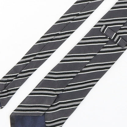 Preworn Mens Grey Striped Silk Pointed Tie One Size