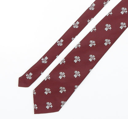 maddocks & Dick  Mens Red Geometric Polyester Pointed Tie One Size