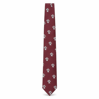Front view of maddocks & Dick men’s red geometric polyester pointed tie one size