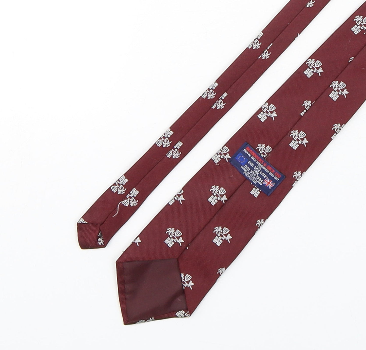 maddocks & Dick  Mens Red Geometric Polyester Pointed Tie One Size