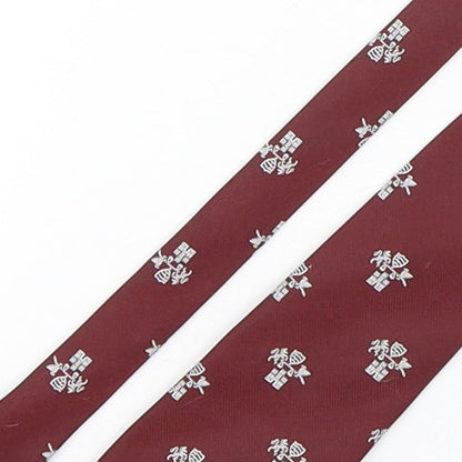 maddocks & Dick  Mens Red Geometric Polyester Pointed Tie One Size