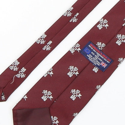 maddocks & Dick  Mens Red Geometric Polyester Pointed Tie One Size