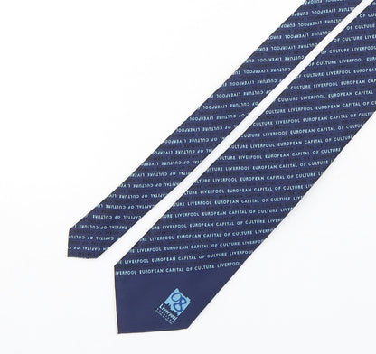Allen Douglas  Mens Blue Geometric Polyester Pointed Tie One Size - Liverpool European Capital Of Culture