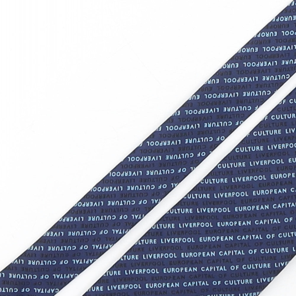 Allen Douglas  Mens Blue Geometric Polyester Pointed Tie One Size - Liverpool European Capital Of Culture