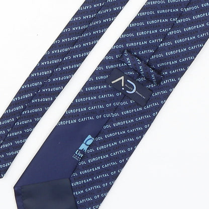 Allen Douglas  Mens Blue Geometric Polyester Pointed Tie One Size - Liverpool European Capital Of Culture