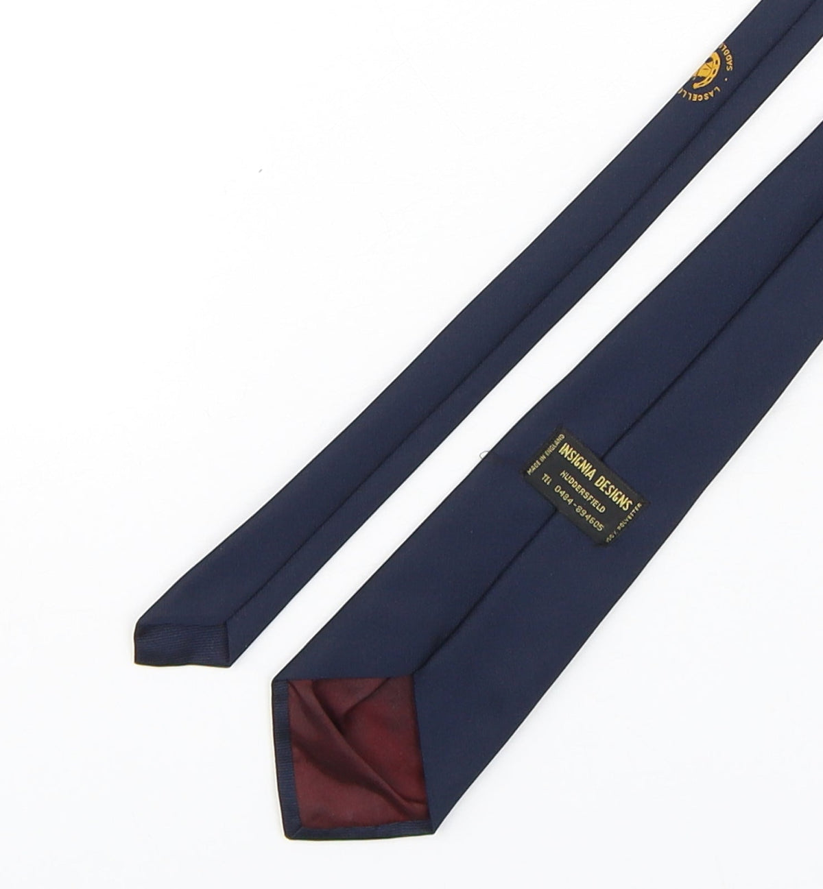 Back view of Insignia Designs men’s blue polyester pointed tie one size