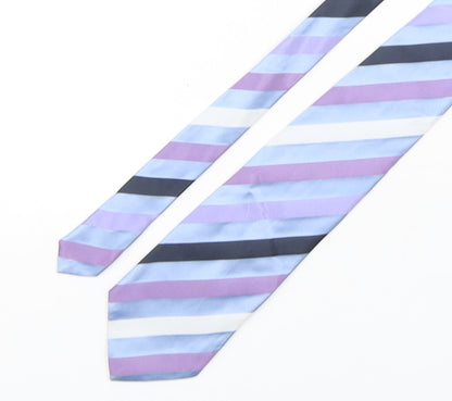Milan Collection Mens Multicoloured Striped Silk Pointed Tie One Size