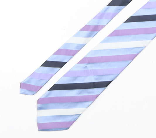 Milan Collection Mens Multicoloured Striped Silk Pointed Tie One Size