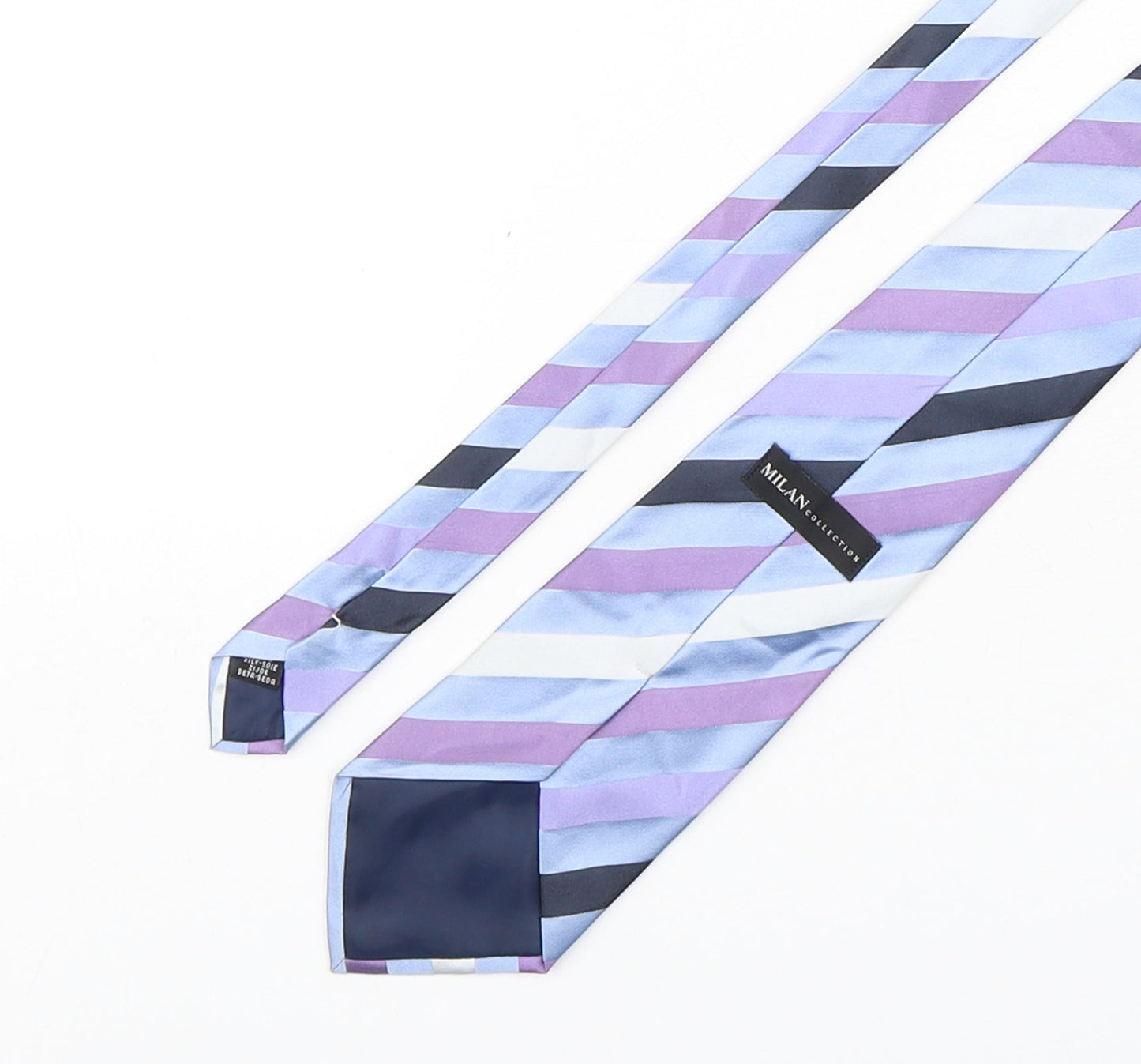 Milan Collection Mens Multicoloured Striped Silk Pointed Tie One Size