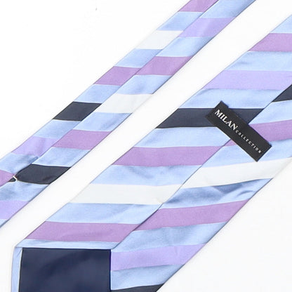 Milan Collection Mens Multicoloured Striped Silk Pointed Tie One Size