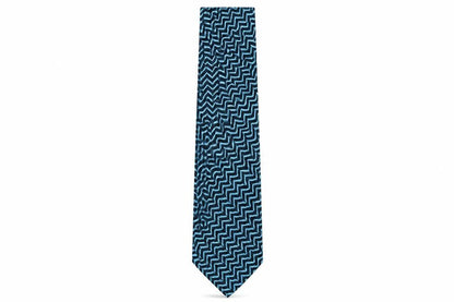 Front view of Gino Rossini men’s green striped polyester pointed tie one size