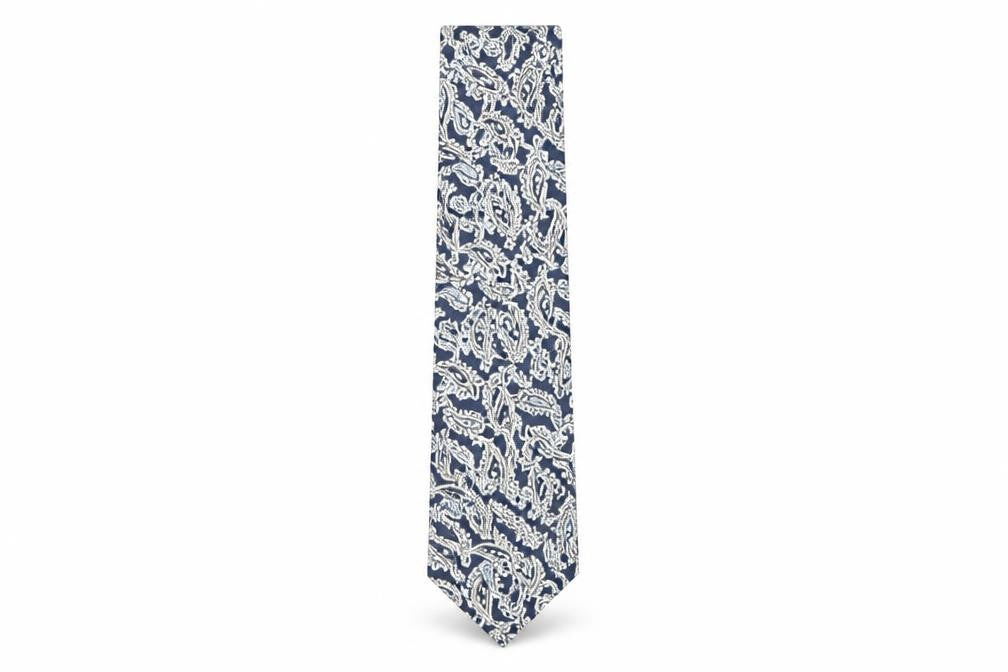 Front view of Heart and dagger men’s multicoloured paisley silk pointed tie one size