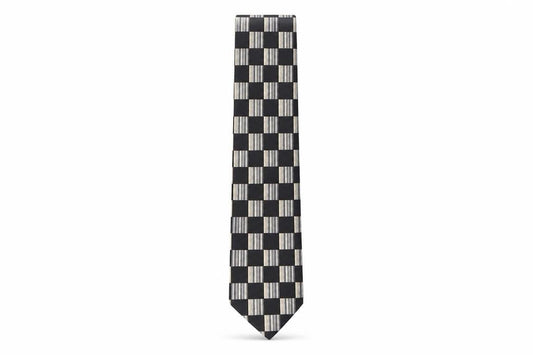 Front view of Burton men’s multicoloured geometric silk pointed tie one size