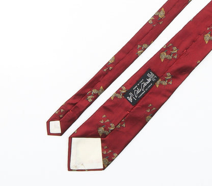 Mens Carlo Colombo Red Striped  Pointed Tie
