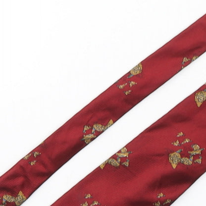 Mens Carlo Colombo Red Striped  Pointed Tie