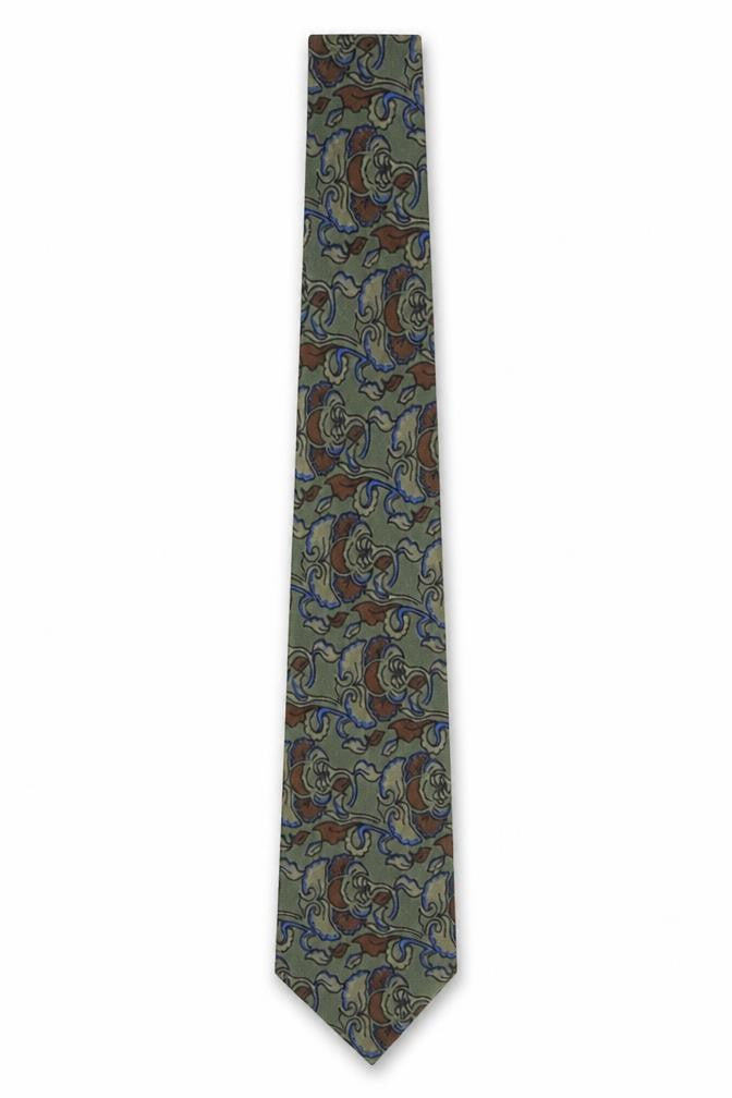 Front view of Da Vinci men’s multicoloured paisley silk pointed tie one size