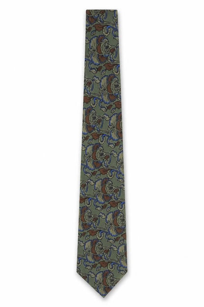 Front view of Da Vinci men’s multicoloured paisley silk pointed tie one size