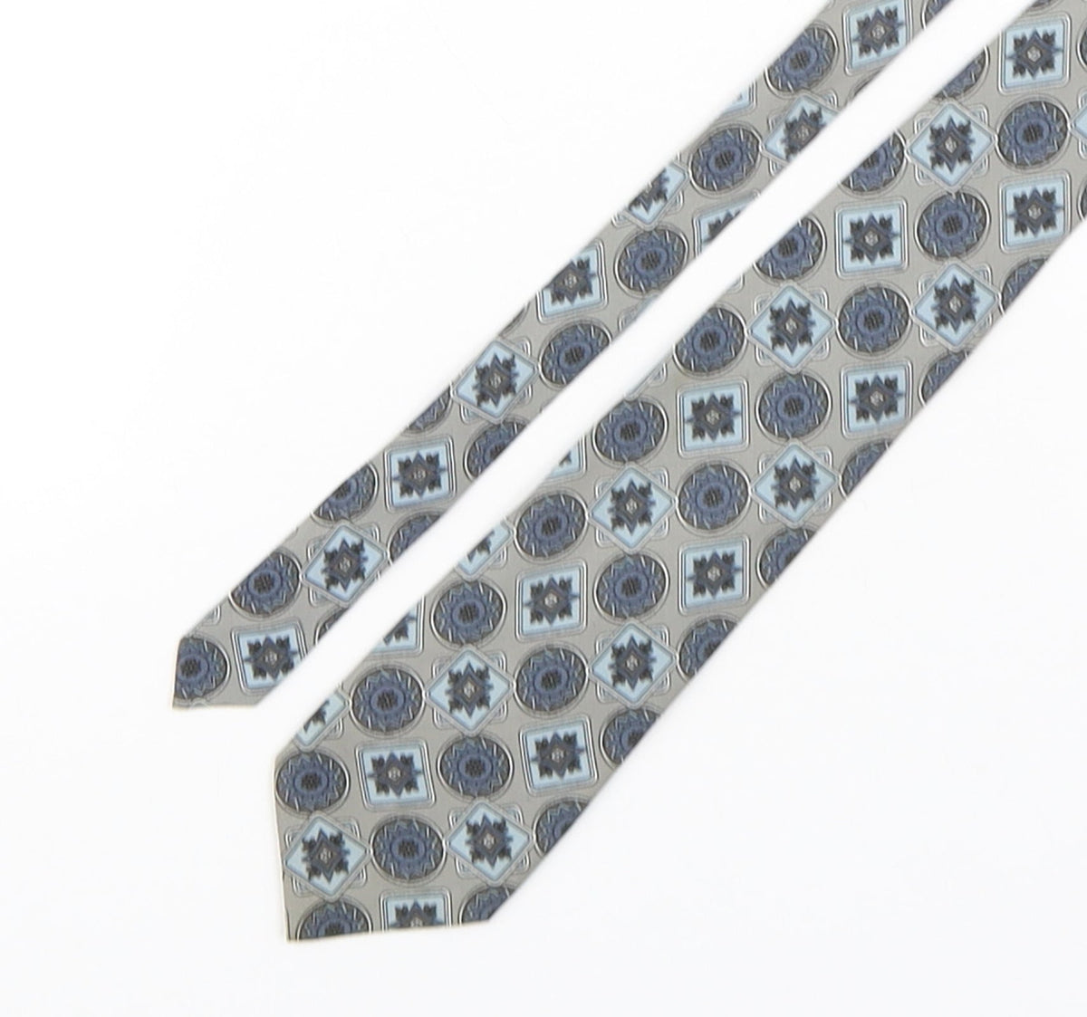 Additional front view of Hand Work men’s multicoloured geometric silk pointed tie one size