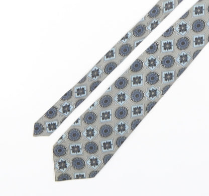 Additional front view of Hand Work men’s multicoloured geometric silk pointed tie one size