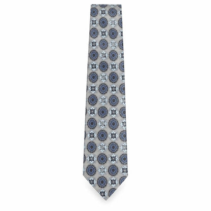 Front view of Hand Work men’s multicoloured geometric silk pointed tie one size