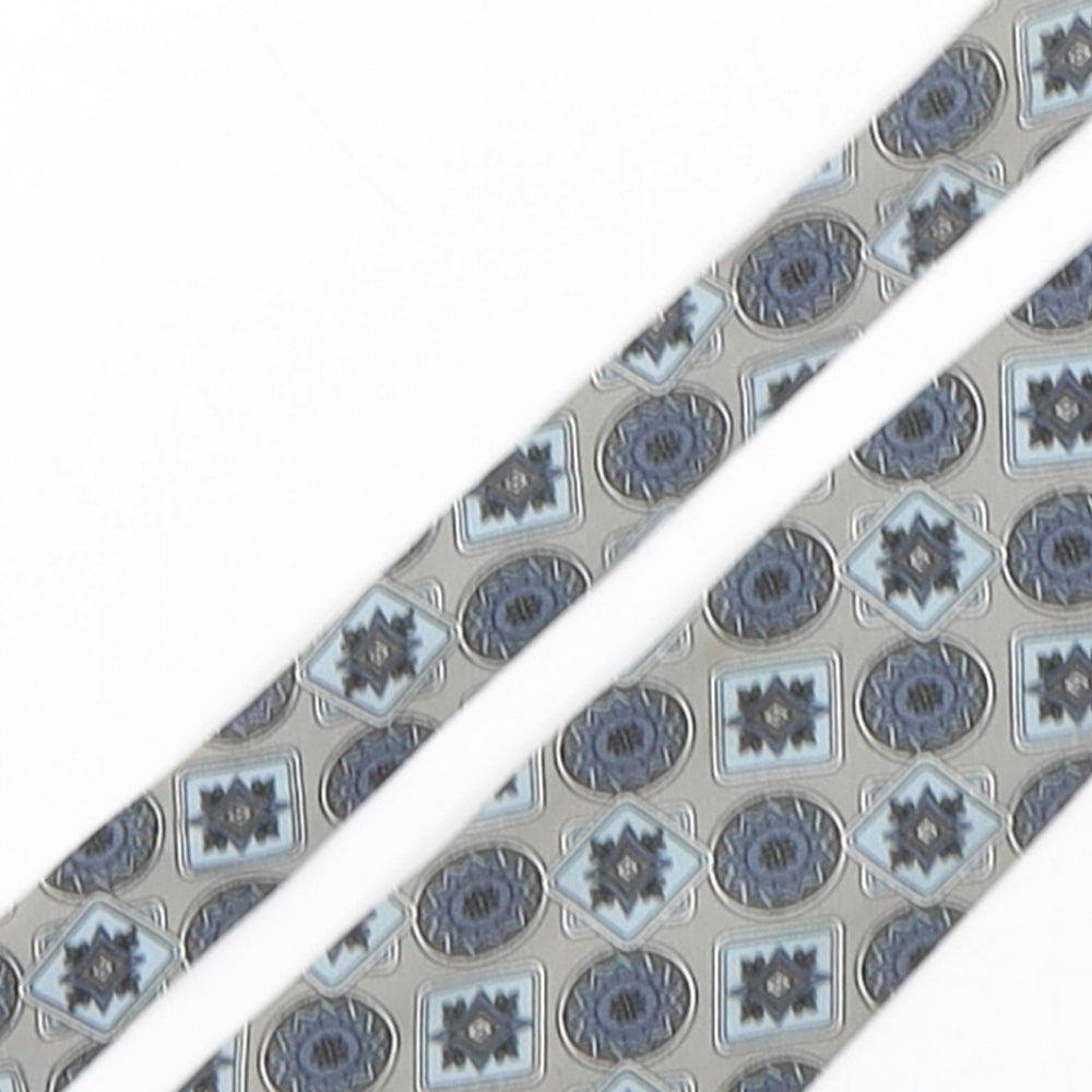 Close-up detail of Hand Work men’s multicoloured geometric silk pointed tie one size