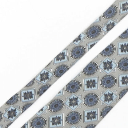 Close-up detail of Hand Work men’s multicoloured geometric silk pointed tie one size