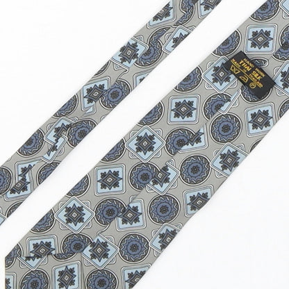 Brand and care label for Hand Work men’s multicoloured geometric silk pointed tie one size