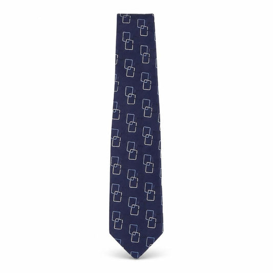 Front view of Blakes men’s blue geometric silk pointed tie one size