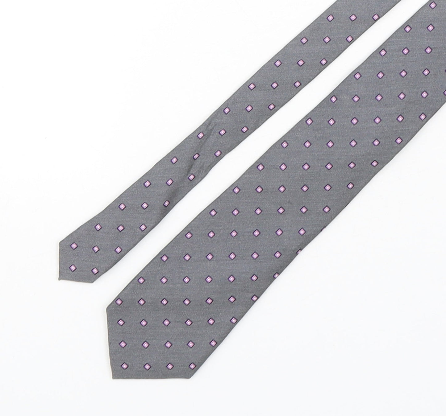 Marks and Spencer Mens Grey Geometric Silk Pointed Tie One Size