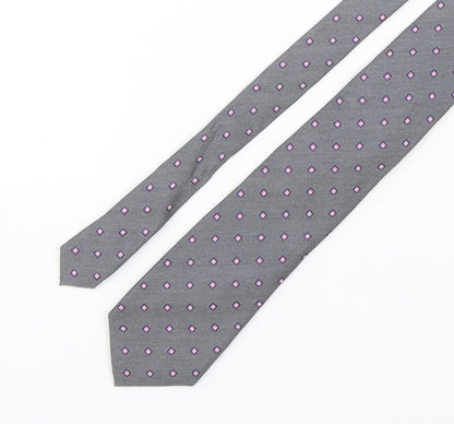 Marks and Spencer Mens Grey Geometric Silk Pointed Tie One Size