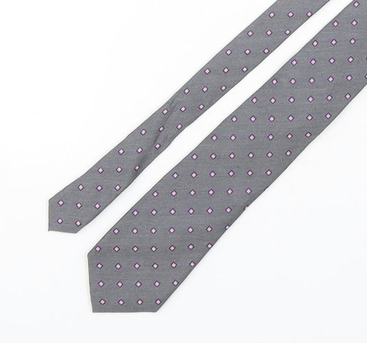 Marks and Spencer Mens Grey Geometric Silk Pointed Tie One Size