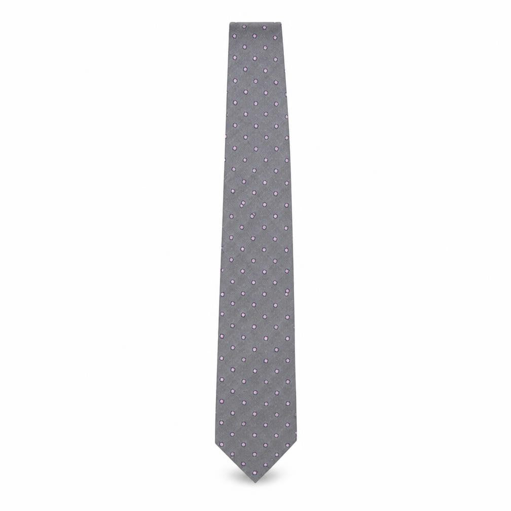 Front view of Marks & Spencer men’s grey geometric silk pointed tie one size