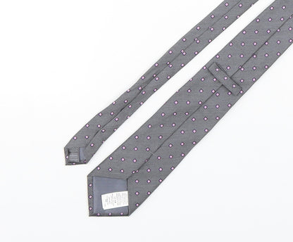 Marks and Spencer Mens Grey Geometric Silk Pointed Tie One Size