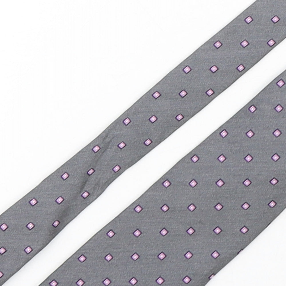 Marks and Spencer Mens Grey Geometric Silk Pointed Tie One Size