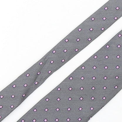 Marks and Spencer Mens Grey Geometric Silk Pointed Tie One Size