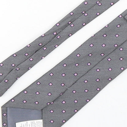 Marks and Spencer Mens Grey Geometric Silk Pointed Tie One Size