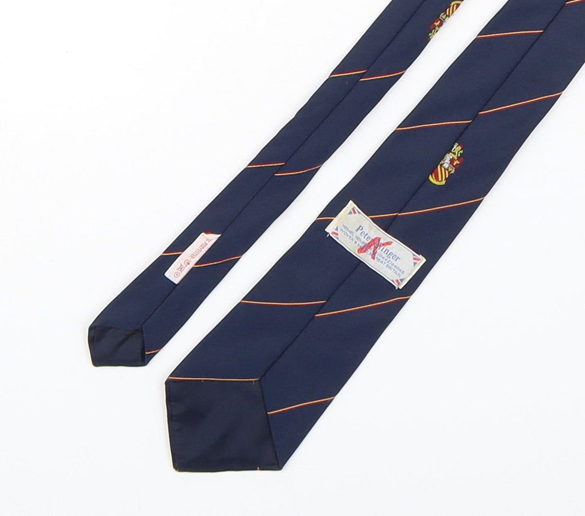 Back view of Peter Klinger men’s multicoloured striped polyester pointed tie one size