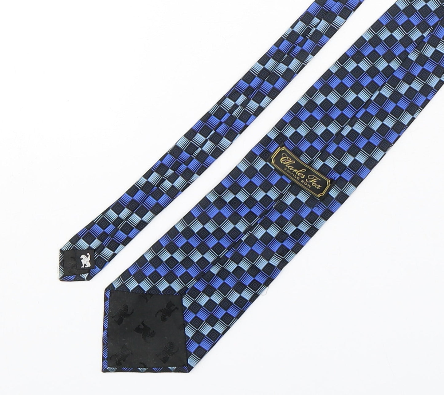 Charles Fox Mens Multicoloured Plaids & Checks Silk Pointed Tie One Size