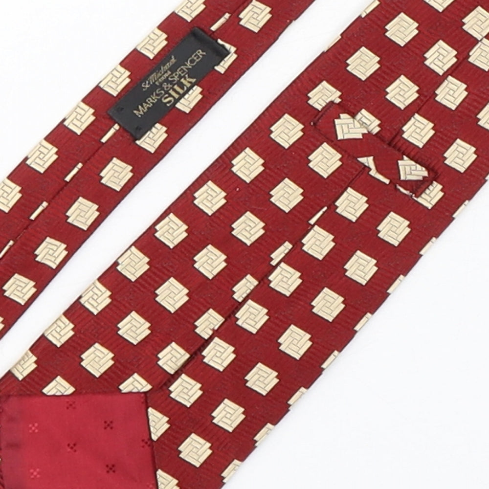 Marks and Spencer Mens Multicoloured Geometric Silk Pointed Tie One Size