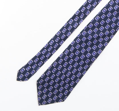 Copper Stone  Mens Purple Geometric Silk Pointed Tie One Size