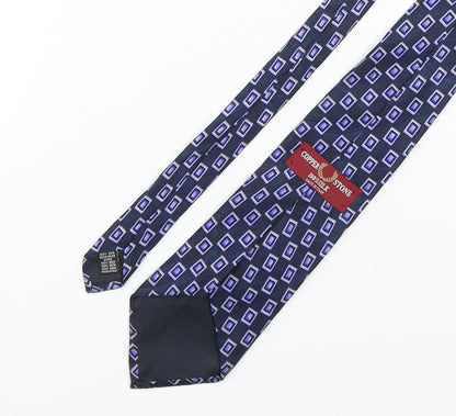 Copper Stone  Mens Purple Geometric Silk Pointed Tie One Size