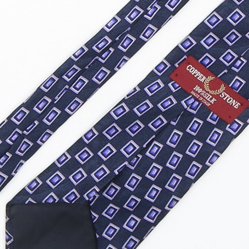 Copper Stone  Mens Purple Geometric Silk Pointed Tie One Size