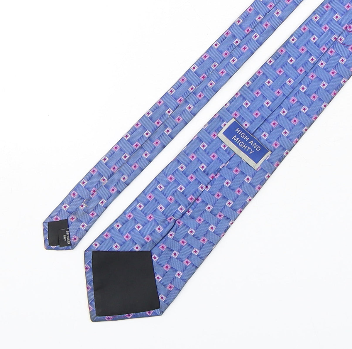 Back view of High and Mighty men’s multicoloured geometric silk pointed tie one size