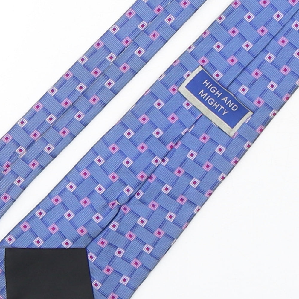 Brand and care label for High and Mighty men’s multicoloured geometric silk pointed tie one size
