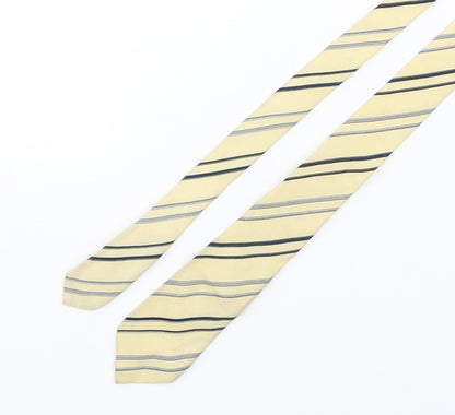 Francesco Mens Beige Striped Silk Pointed Tie One Size