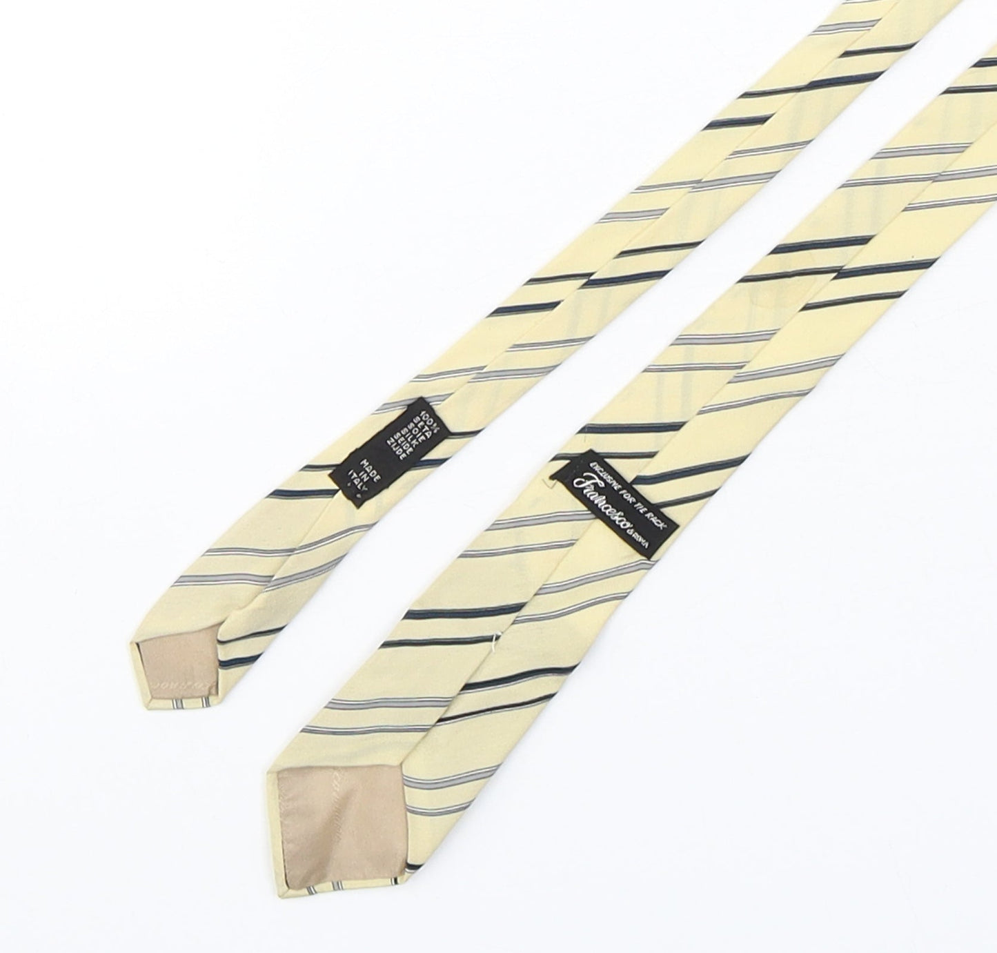 Francesco Mens Beige Striped Silk Pointed Tie One Size