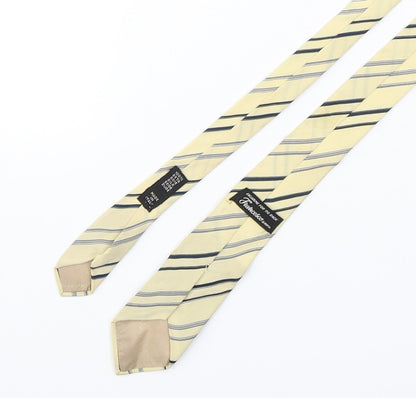 Francesco Mens Beige Striped Silk Pointed Tie One Size