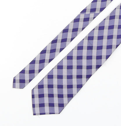 Racing Green  Mens Purple Plaids & Checks Silk Pointed Tie One Size