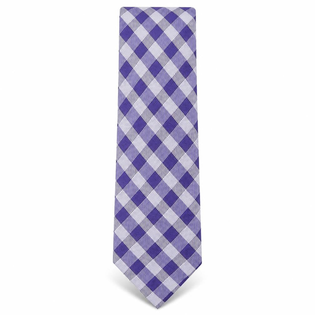 Front view of Racing Green men’s purple plaids & checks silk pointed tie one size
